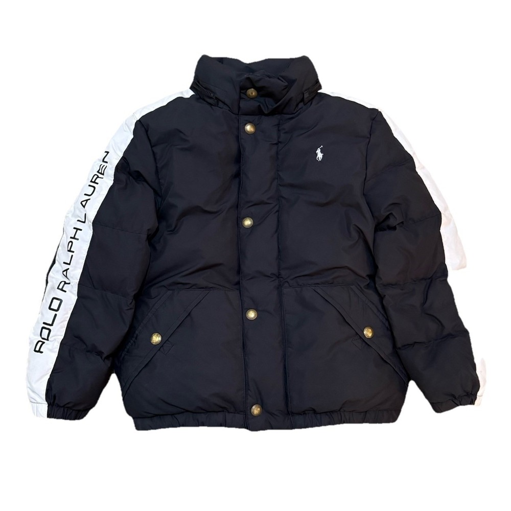 Polo Ralph Lauren Boys Coat Jacket Size Small (7) Black With White Stripe Preppy
